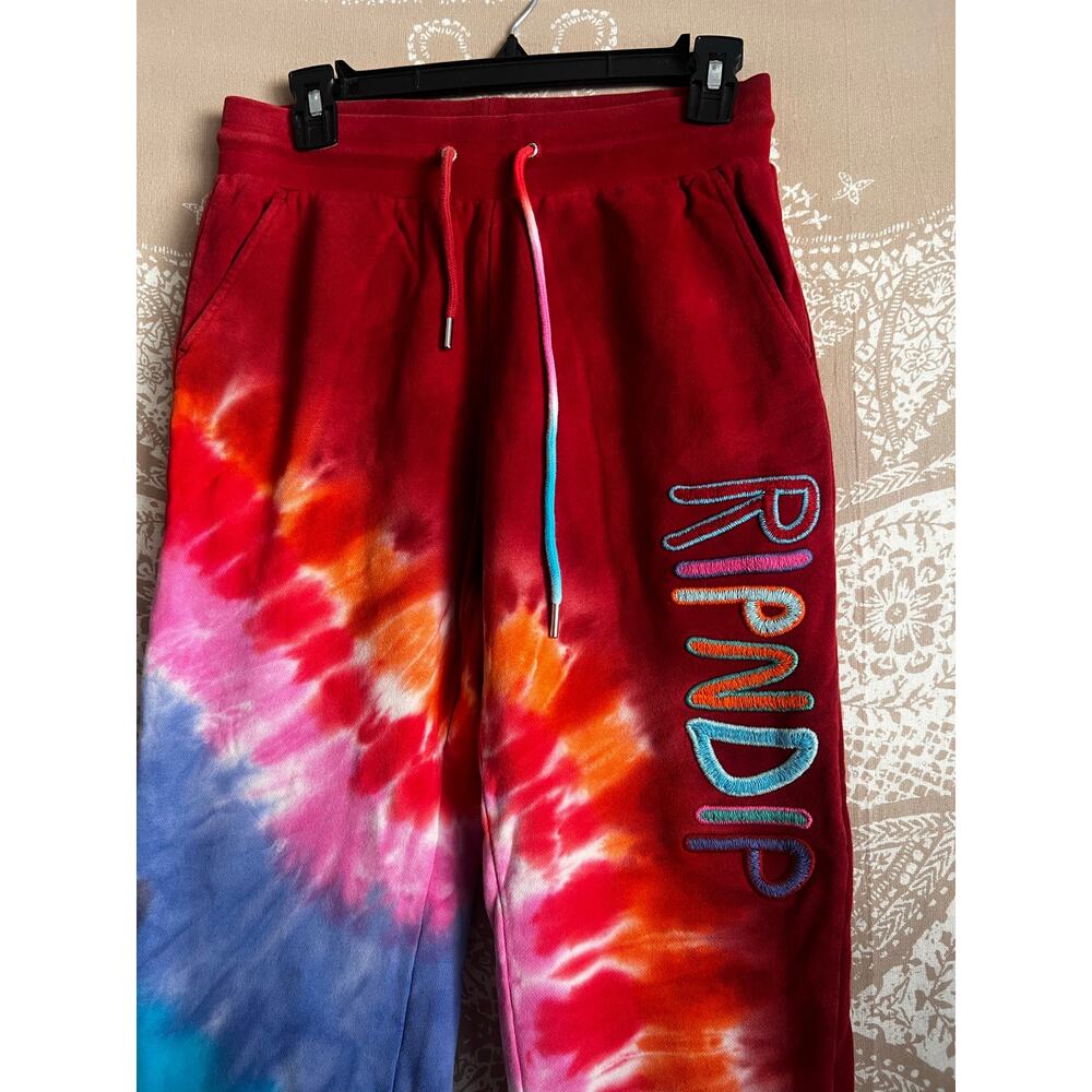 RIPNDIP OG PRISMA EMBROIDERED SWEATPANTS (RED TIE DYE) - Picture 4 of 11
